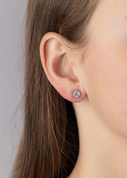 Stříbrné náušnice pecky s čirým pravým přírodním topazem JJJLRD6ETW