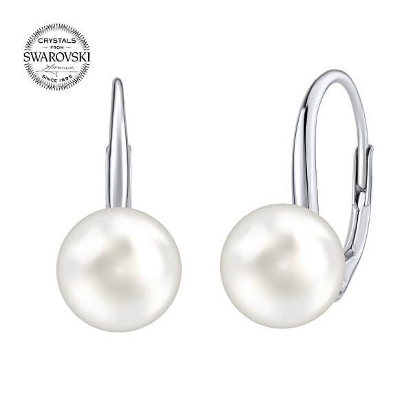 Strieborné náušnice s bielou perlou Swarovski ® Crystals VSW018ELPS