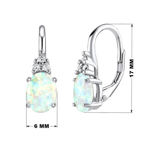 Ezüst fülbevaló fehér opál kővel LPS1508W