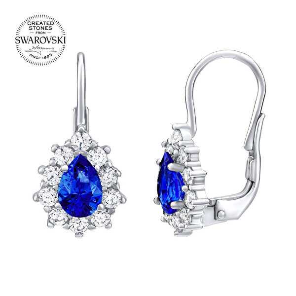 Silber Ohrringe mit blauem Stein Swarovski® Created SILVEGO31866D