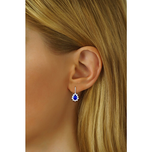 Ezüst fülbevaló kék Swarovski® kővel Created Stones SILVEGO31866D
