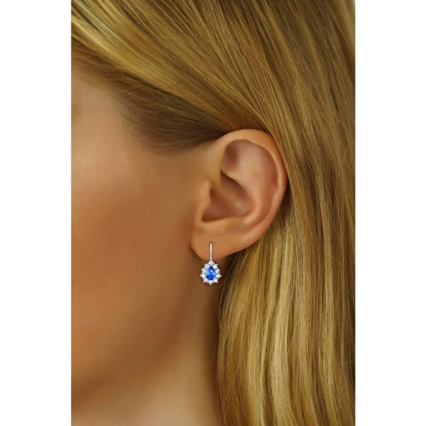 Silber Ohrringe mit blauen Swarovski® Zirkonen SILVEGO31866M
