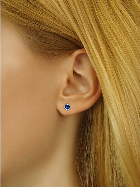 Silber Ohrringe mit echtem blauem Topaz, JJJ1032DBS