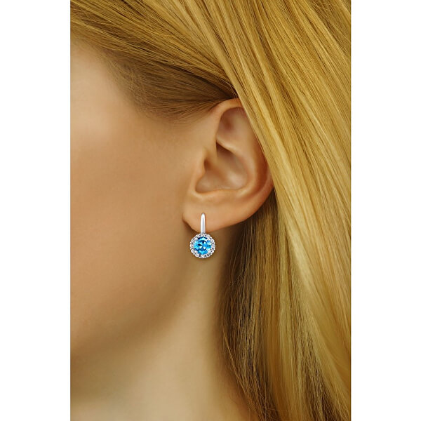 Ezüst fülbevaló Sharon kék kristályüveggel LPSTXRE100009