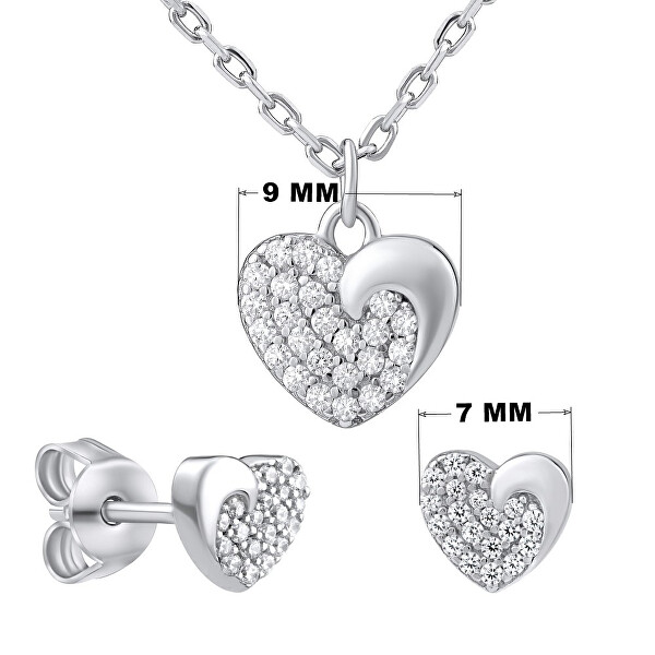 Silbernes Schmuck-Geschenkset LOVE für Verliebte MWS11187 (Ohrringe, Halskette)