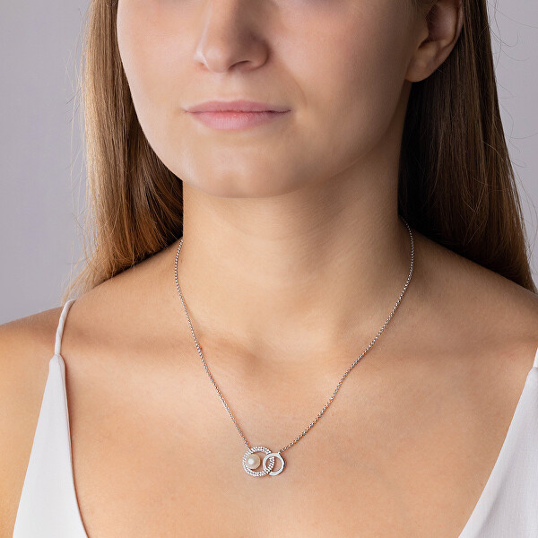Stříbrný náhrdelník s pravou sladkovodní perlou Nicole GRP20106PW
