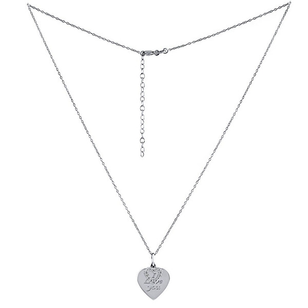 Stříbrný náhrdelník s přívěskem srdíčka "I love you" ZT131008NW