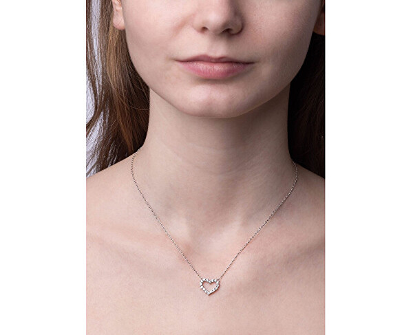 Stříbrný náhrdelník srdce Patty s růžovými Brilliance Zirconia JJJN0685R