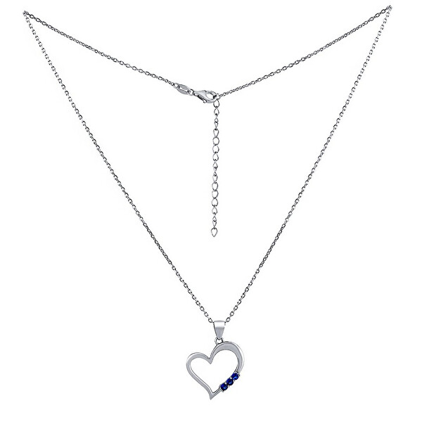 Colier din argint INIMA cu pandantiv inimă cu zirconiu albastru Swarovski Zirconia SILVEGO11580NB