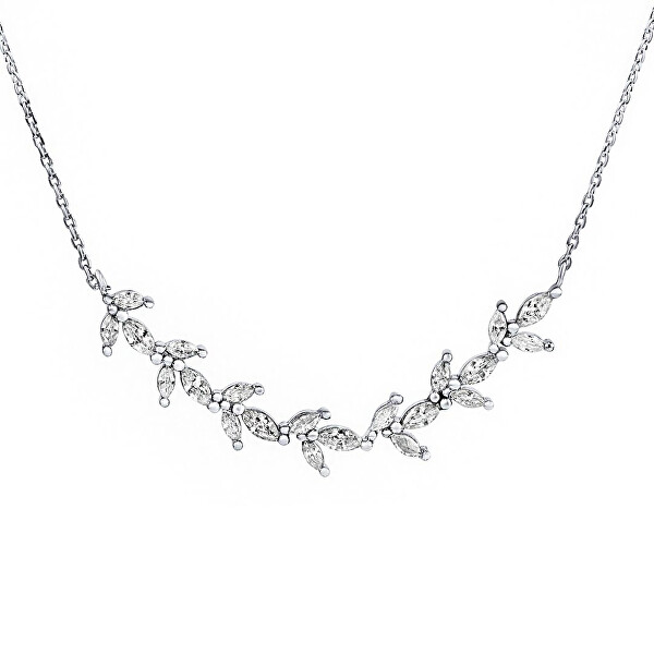 Stříbrný náhrdelník Zoe s přívěskem ve tvaru lístků s Brilliance Zirconia MSS175N