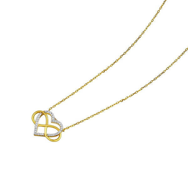 Stříbrný/pozlacený náhrdelník Belisa srdce a Infinity s Brilliance Zirconia PRGPK0068N