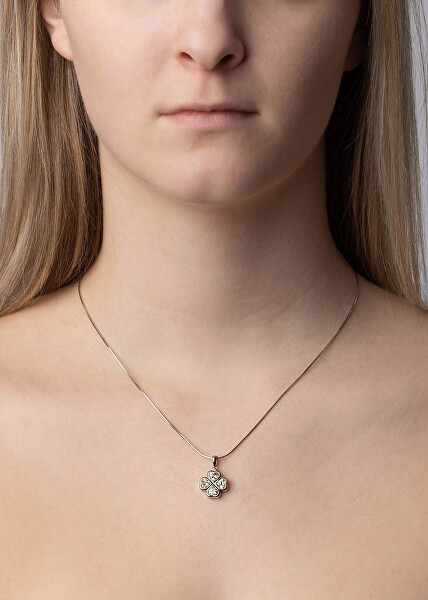 Stříbrný přívěsek čtyřlístek světle zelenými Brilliance Zirconia JJJP0085PLG