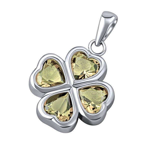 Stříbrný přívěsek čtyřlístek světle zelenými Brilliance Zirconia JJJP0085PLG