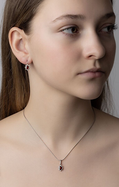 Stříbrný přívěsek Lina s přírodním granátem a Brilliance Zirconia JSW1001SGR