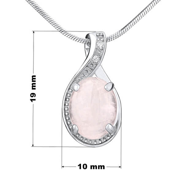 Pendente d’argento con Quarzo di rosa naturale JST14810RU