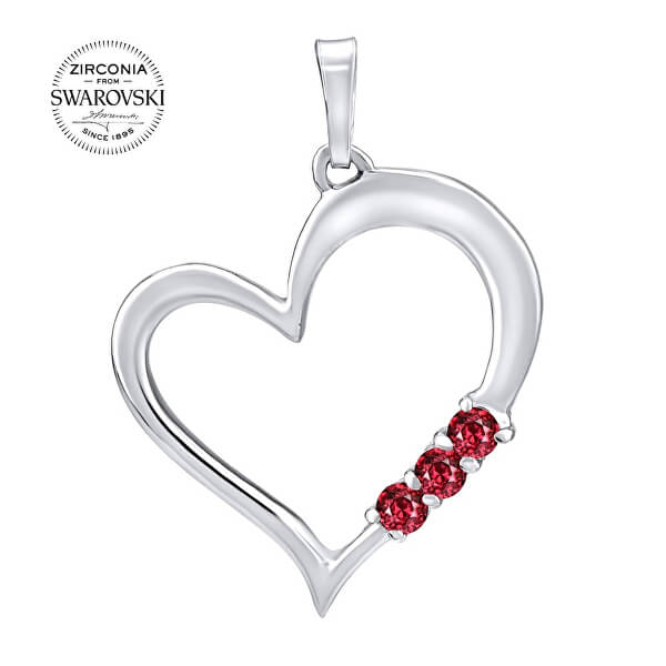 Pandantiv din argint Inimă cu cristale roșii Swarovski SILVEGO11580R