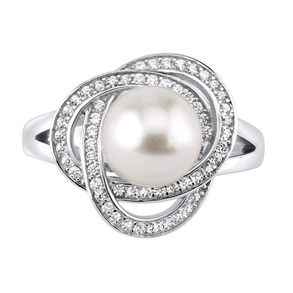 Laguna ezüst gyűrű valódi természetes fehér gyönggyel LPS0044W
