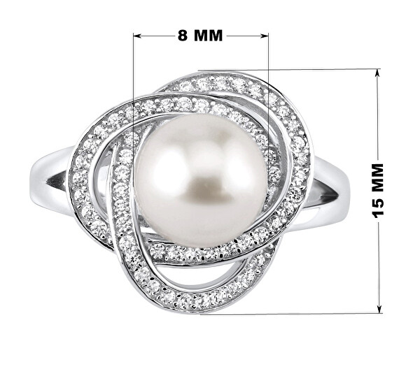 Laguna ezüst gyűrű valódi természetes fehér gyönggyel LPS0044W