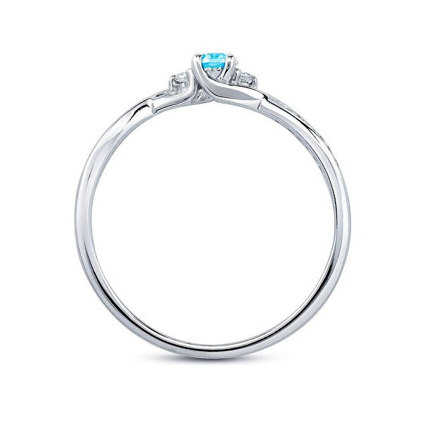 Inel de argint cu topaz albastru șistrălucire Zirconia JJJR1100TS