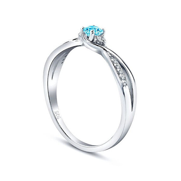 Stříbrný prsten s modrým Topazem a Brilliance Zirconia JJJR1100TS