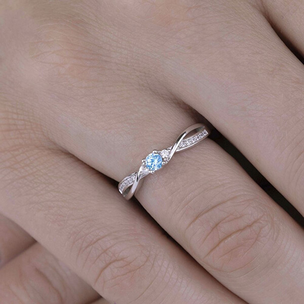 Inel de argint cu topaz albastru șistrălucire Zirconia JJJR1100TS