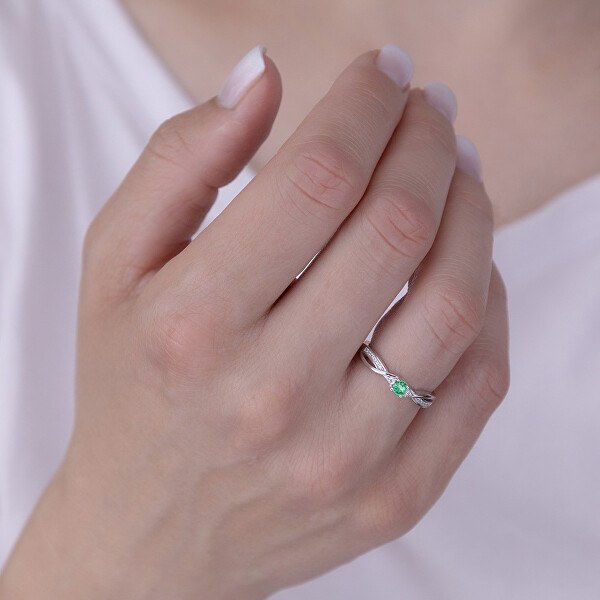 Strieborný prsteň s pravým prírodným smaragdom JJJR1100ER