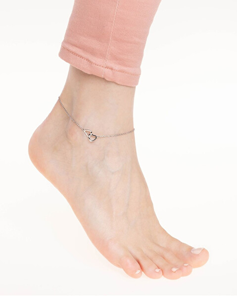Stříbrný řetízek na nohu Hester s propletenými srdíčky ZT201131A