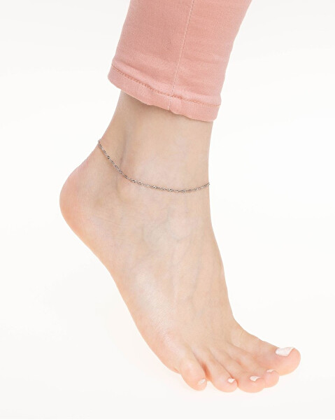 Strieborná točená retiazka curb na nohu Jess so srdiečkom ZT290375A