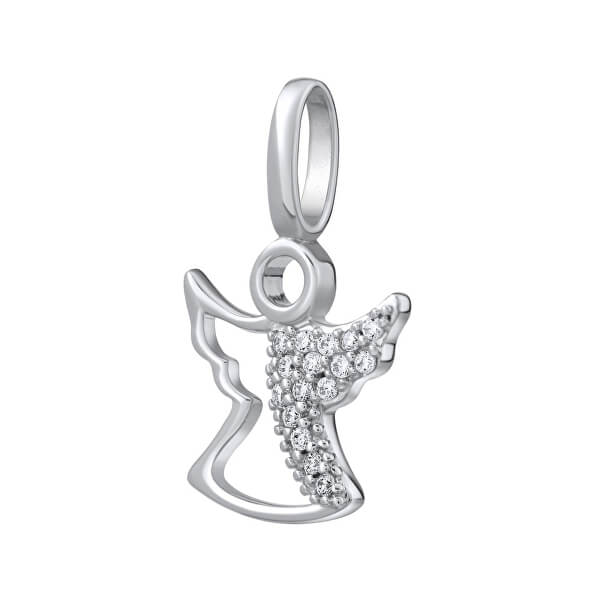 Csillogó ezüst angyal medál cirkónium kövekkel Iris FW9292