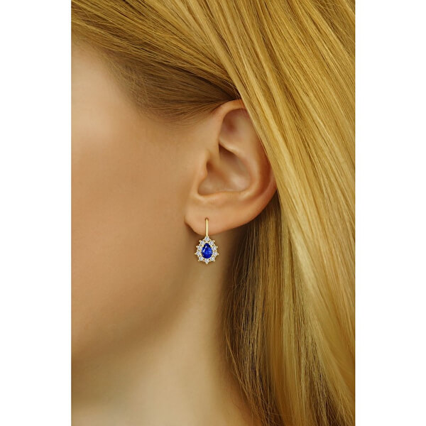 Goldene Ohrringe mit natürlichem Blautopas SILVEGO31866Y