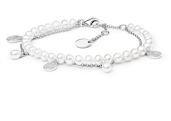 Elegantes Silberarmband mit Perlen und Zirkonen GRP20213BW16