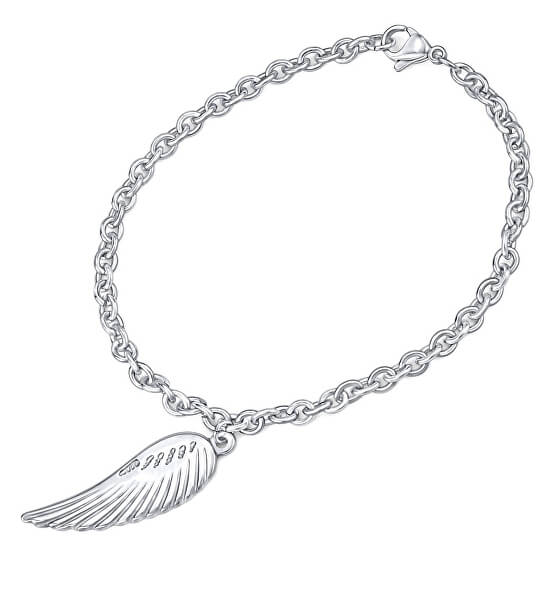Jemný oceľový náramok s príveskom Anjelské krídlo KMMB69550