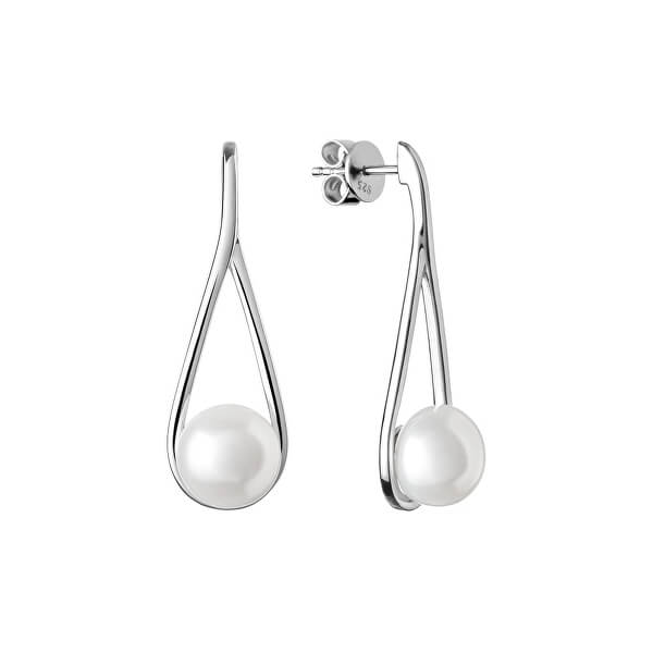 Luxus ezüst fülbevalók valódi fehér gyönggyel  Jolie GRP20222EW