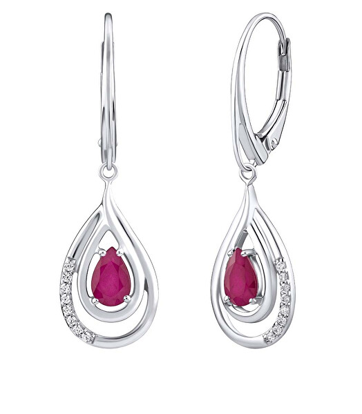 Luxus ezüst fülbevaló rubinnal és cirkónium kővel FWE10130R