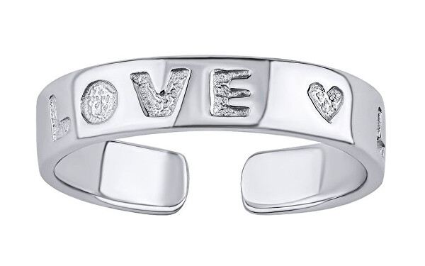 Otevřený stříbrný prsten na nohu Aisha s nápisem Love PRM11520R