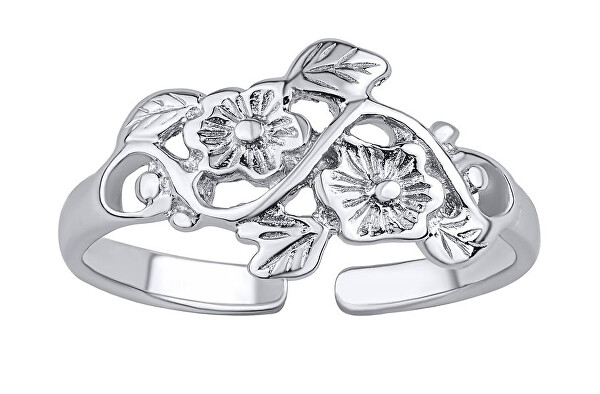 Inel deschis pentru picior cu flori de argint Alisa PRM12185R