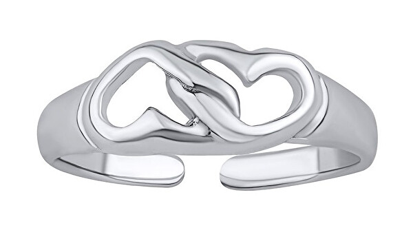 Otevřený stříbrný prsten na nohu srdíčka Acana PRM12186R