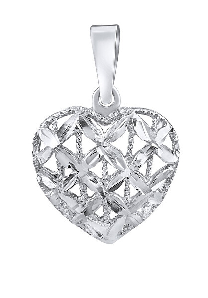 Romantický prívesok v tvare srdca z bieleho zlata SILVEGOB15003GW