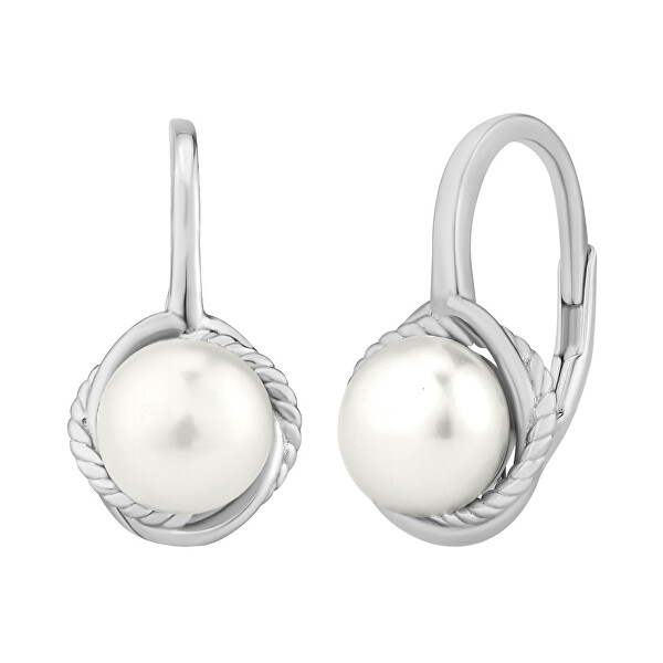 Stříbrné náušnice Marjory s bílou přírodní perlou LPS2896ESFWP