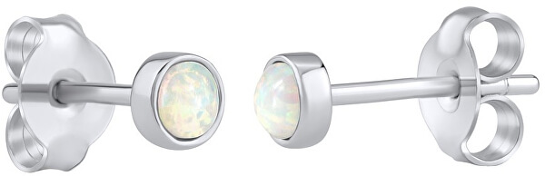 Cercei argintii cu opal alb sintetic LPS0933W
