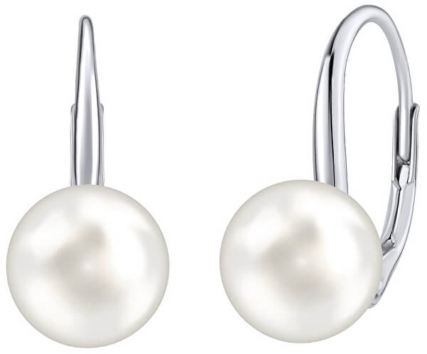 Strieborné náušnice s bielou perlou Swarovski ® Crystals VSW018ELPS