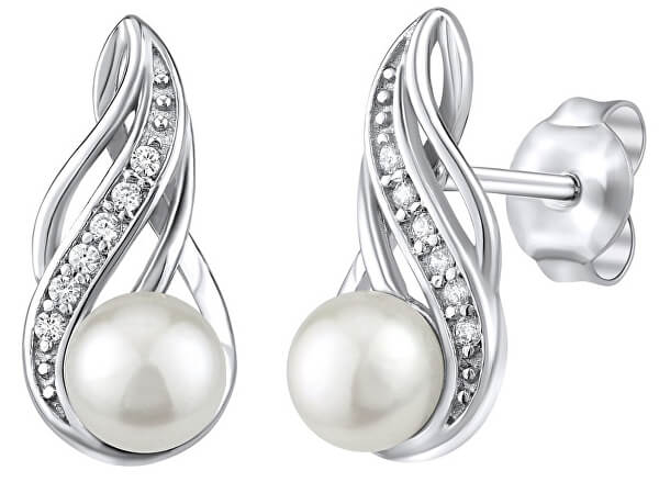 Orecchini in argento con perla naturale bianca JST16498