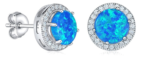 Orecchini in argento con opale sintetico blu JJJEM0016C2