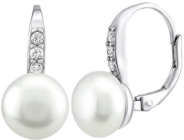 Silberne Ohrringe CASSIDY mit weißer Naturperle LPSP0639