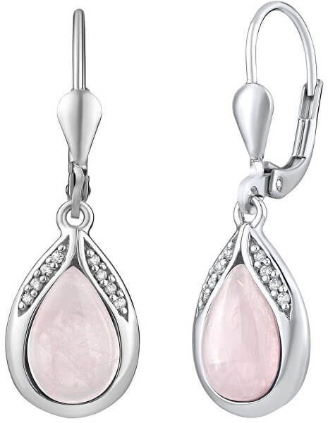 Orecchini in argento con quarzo rosa naturale JST13327RQE