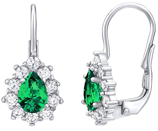 Silberne Ohrringe mit grünem Swarovski-Stein Erstellt von SILVEGO31866G
