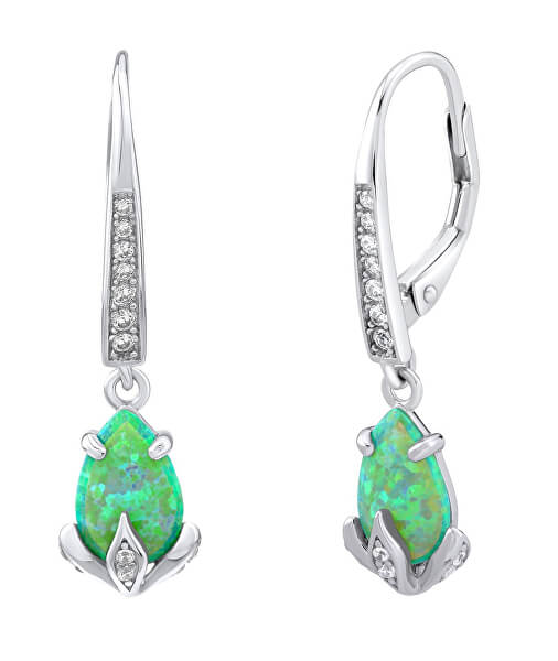 Orecchini in argento con opale sintetico verde JJJE1267G