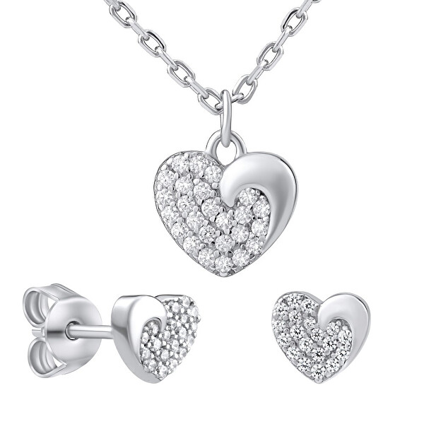 Strieborný darčekový set šperkov LOVE pre zamilovaných MWS11187 (náušnice, náhrdelník)
