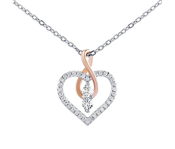 Colier din argint Camilla cu pandantiv inimă și Infinity cu strălucire zirconiu DCC1607028N