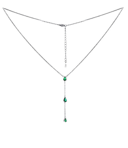 Stříbrný náhrdelník Gryn se zelenými zirkony Brilliance Zirconia MSS1023NG